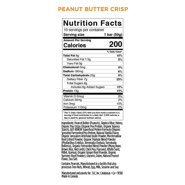 GUT RENEW Peanut Butter Crisp Snack Bar - Image 3